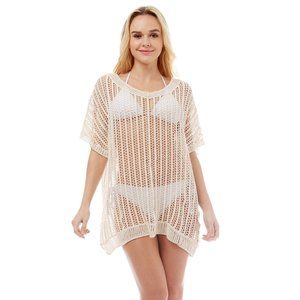 LOF Geometric Pattern Crochet Fishnet Cover Up